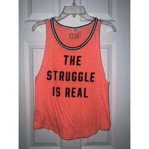 Victoria's Secret PINK Coral running STRUGGLE IS REAL Tank Top loose XS XSmall